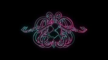 bloemen met een gloeiend neon effect geanimeerd abstract beweging Aan zwart achtergrond video