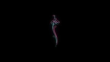 flowers with a glowing neon effect animated abstract motion on black background video