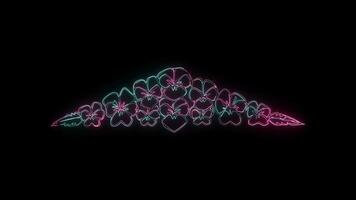 flowers with a glowing neon effect animated abstract motion on black background video