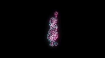 bloemen met een gloeiend neon effect geanimeerd abstract beweging Aan zwart achtergrond video
