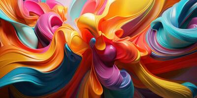 Colorful 3D abstract art, presenting a dance of colors. AI generative. photo