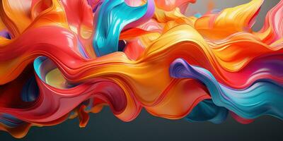 Colorful 3D abstract art, presenting a dance of colors. AI generative. photo