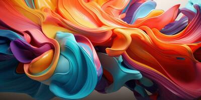 Colorful 3D abstract art, presenting a dance of colors. AI generative. photo
