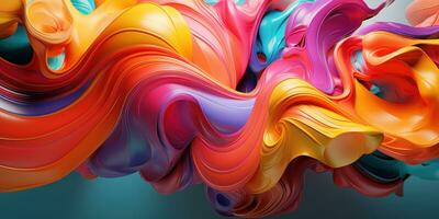 Colorful 3D abstract art, presenting a dance of colors. AI generative. photo