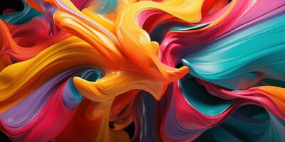 Colorful 3D abstract art, presenting a dance of colors. AI generative. photo