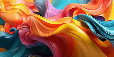 Colorful 3D abstract art, presenting a dance of colors. AI generative. photo