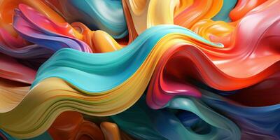 Colorful 3D abstract art, presenting a dance of colors. AI generative. photo