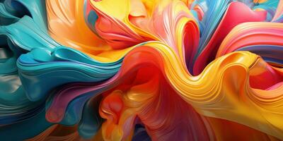 Colorful 3D abstract art, presenting a dance of colors. AI generative. photo