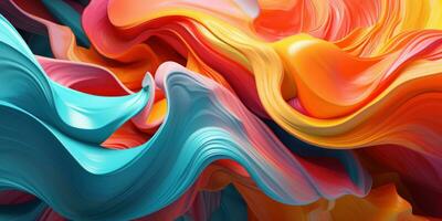 Colorful 3D abstract art, presenting a dance of colors. AI generative. photo