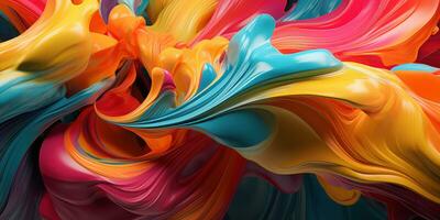 Colorful 3D abstract art, presenting a dance of colors. AI generative. photo