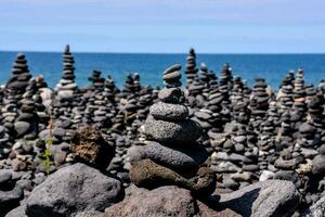 piles of rocks stacked on top of each other photo