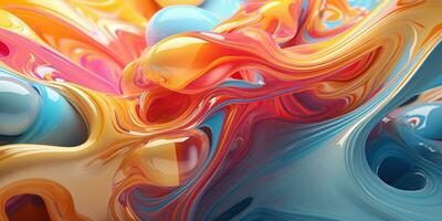 A mesmerizing display of 3-D extruded liquid art. AI generative. photo