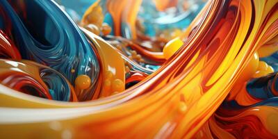 A mesmerizing display of 3-D extruded liquid art. AI generative. photo