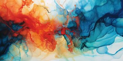 Vibrant alcohol ink painting showcasing a mesmerizing blend of colors. AI generative. photo