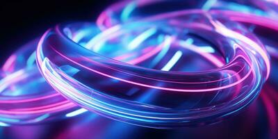 Tangled neon wires captured in a macro perspective. AI generative. photo