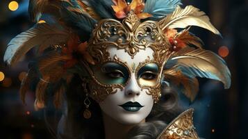 The Stunning Beauty of Venetian Carnival Masks. Generative AI photo