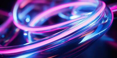 Tangled neon wires captured in a macro perspective. AI generative. photo