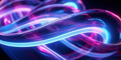 Tangled neon wires captured in a macro perspective. AI generative. photo