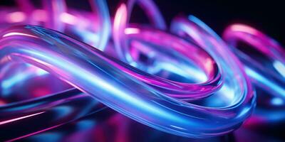 Tangled neon wires captured in a macro perspective. AI generative. photo