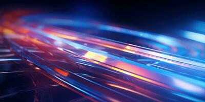 Tangled neon wires captured in a macro perspective. AI generative. photo