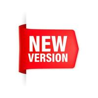 New version red label on white background. Red banner. Vector illustration.