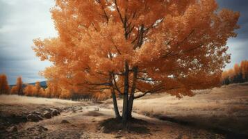 Chromatic Brilliance. A Tree's Autumnal Glow. Generative AI photo
