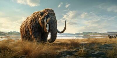 Majestic mammoth in natural habitat. AI generative. photo