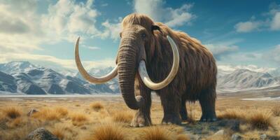 Majestic mammoth in natural habitat. AI generative. photo