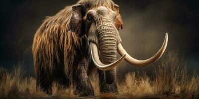 Stunning detail realistic mammoth depiction. AI generative. photo