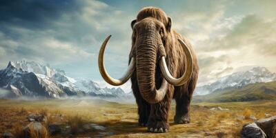 Majestic mammoth in natural habitat. AI generative. photo