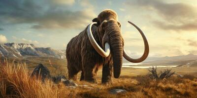 Majestic mammoth in natural habitat. AI generative. photo