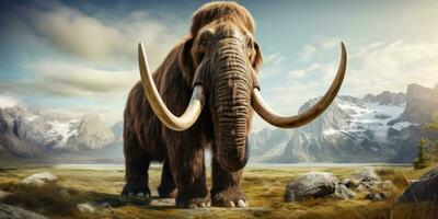 Majestic mammoth in natural habitat. AI generative. photo