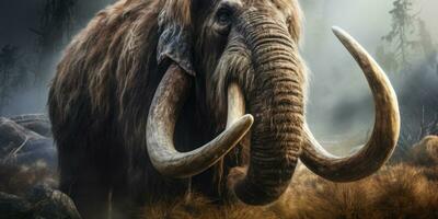 Detailed prehistoric mammoth. AI generative. photo