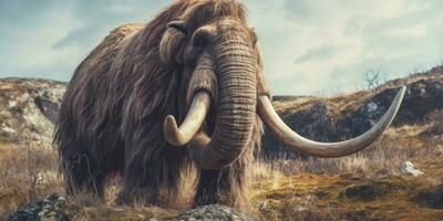 Majestic mammoth in natural habitat. AI generative. photo