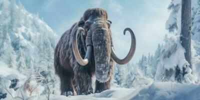 Mammoth in the wild. AI generative. photo