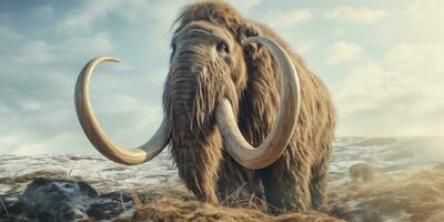 Stunning detail realistic mammoth depiction. AI generative. photo