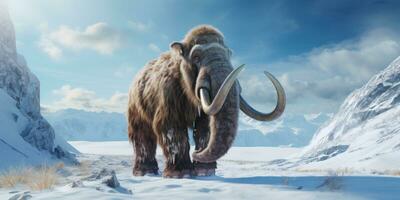 Mammoth in the wild. AI generative. photo