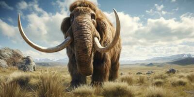 Majestic mammoth in natural habitat. AI generative. photo