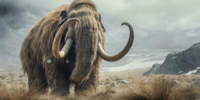 Stunning detail realistic mammoth depiction. AI generative. photo