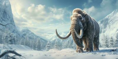 Mammoth in the wild. AI generative. photo