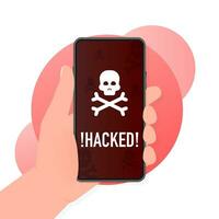 Hacked, great design for any purposes. Internet technology. Cyber crime, hacker attack. Phishing scam vector