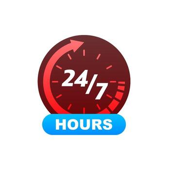 24 hour support in abstract style on white background. Customer service. Online support call center. Flat vector. vector