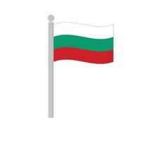 bandera de Bulgaria en asta de bandera aislado vector