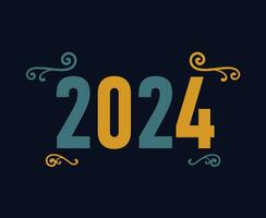 2024 nuevo año fiesta resumen gráfico verde y marrón diseño vector logo símbolo ilustración con azul
