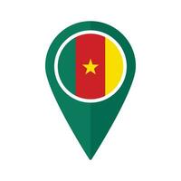 bandera de Camerún bandera en mapa determinar con precisión icono aislado verde color vector