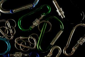 a variety of carabiners are shown photo