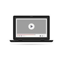 Video player interface on the laptop screen, Video streaming template design vector illustration