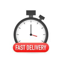 Express delivery service badge. Fast time delivery order with stopwatch on white background. Vector illustration.