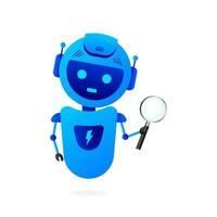 Flat illustration with blue bot. Customer support help service flat vector illustration