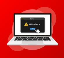 System error vector icon failure pc interface. Error message computer window alert popup